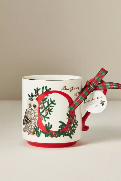 Anthropologie Nathalie Lete Stoneware Holiday Monogram Mug In Multi