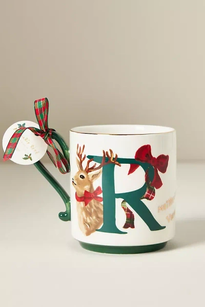 Anthropologie Nathalie Lete Stoneware Holiday Monogram Mug In Multi