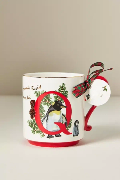 Anthropologie Nathalie Lete Stoneware Holiday Monogram Mug In Multi