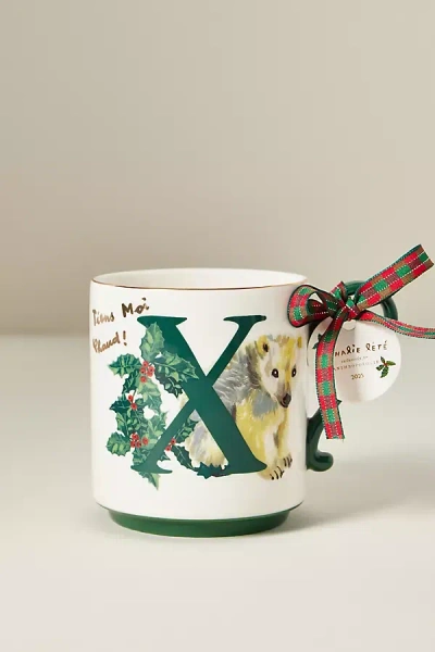 Anthropologie Nathalie Lete Stoneware Holiday Monogram Mug In Multi