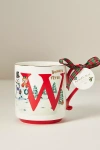 Anthropologie Nathalie Lete Stoneware Holiday Monogram Mug In Multi