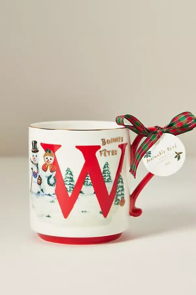 Anthropologie Nathalie Lete Stoneware Holiday Monogram Mug In Multi