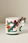Anthropologie Nathalie Lete Stoneware Holiday Monogram Mug In Multi
