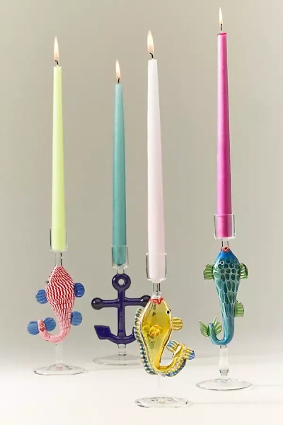 Anthropologie Nautical Glass Candle Holder In Multi