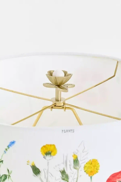 Anthropologie Nena Flower Brushed Brass Lamp Finial In Gold