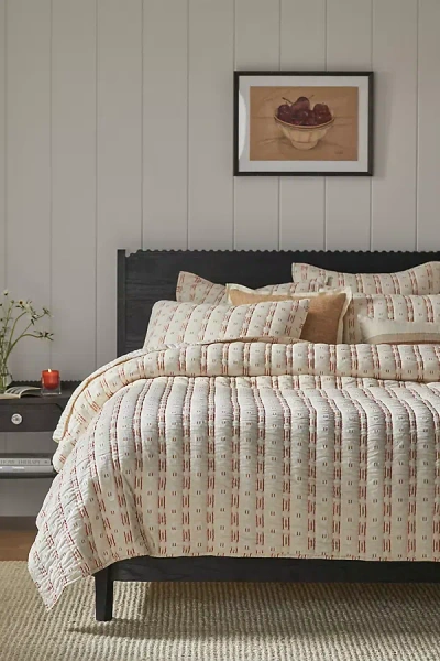 Anthropologie Nera Yarn Dye Jacquard Striped Quilt In Neutral