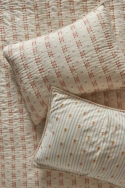 Anthropologie Nera Yarn Dye Jacquard Striped Shams, Set Of 2 In Neutral