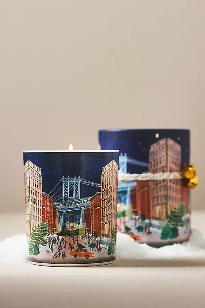 Anthropologie New York City Gourmand Cashmere & Coconut City Boxed Candle In Blue