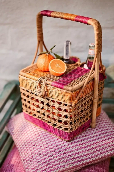 Anthropologie Nina Handwoven Wine Basket