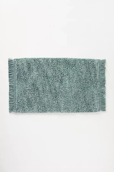 Anthropologie Nina Striped Crochet Fringe Bath Mat In Green
