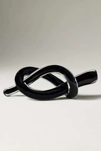 Anthropologie Noir Knot Glass Decorative Object In Black