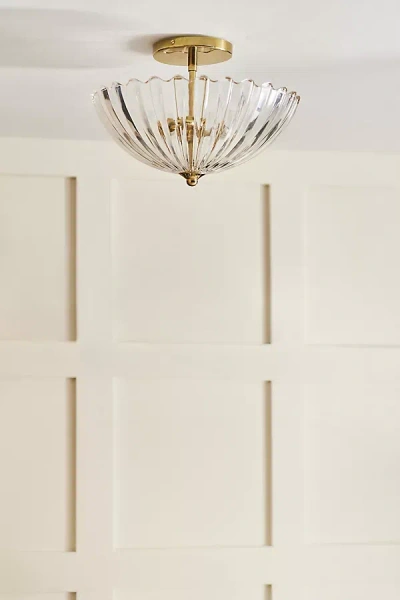 Anthropologie Nora Glass Brass Flush Mount In Gold
