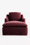 Anthropologie Nora Performance Linen Slipcover Chaise In Burgundy