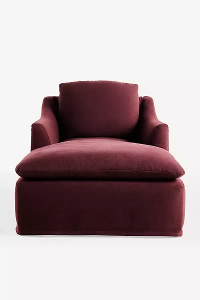 Anthropologie Nora Performance Linen Slipcover Chaise In Burgundy