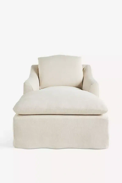 Anthropologie Nora Performance Linen Slipcover Chaise In White