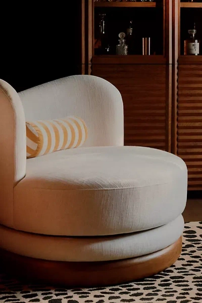 Anthropologie Norris Linen Swivel Chair In Neutral