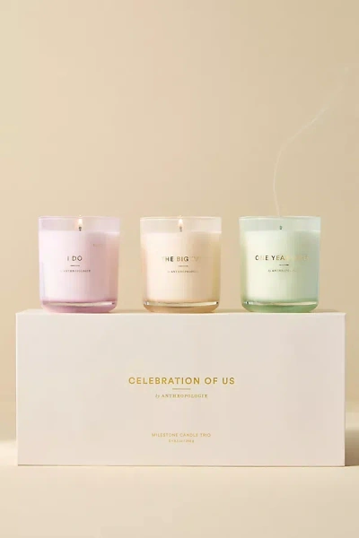 Anthropologie Nostalgia Wedding Gift Candles, Set Of 3 In Multi