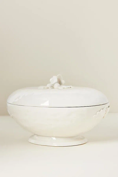 Anthropologie Oak Leaf Stoneware Tureen In White