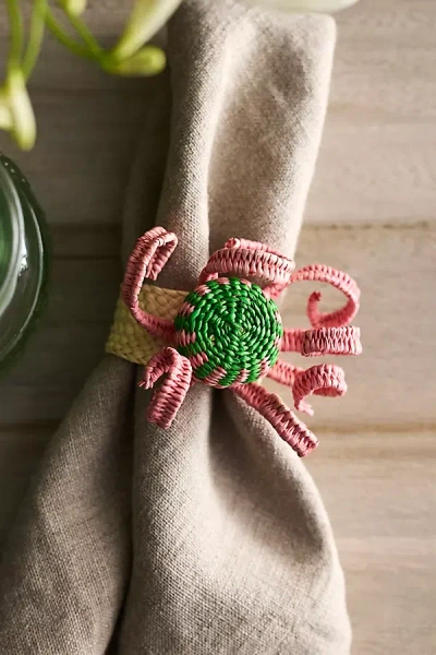 Anthropologie Octopus Woven Palm Napkin Rings, Set Of 4 In Neutral