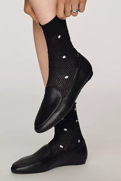 Anthropologie Ok Originals Sheer Polka Dot Socks In Black