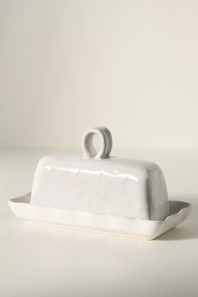 Anthropologie Old Havana Butter Dish In White