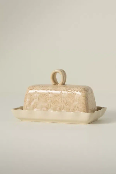 Anthropologie Old Havana Butter Dish In Brown