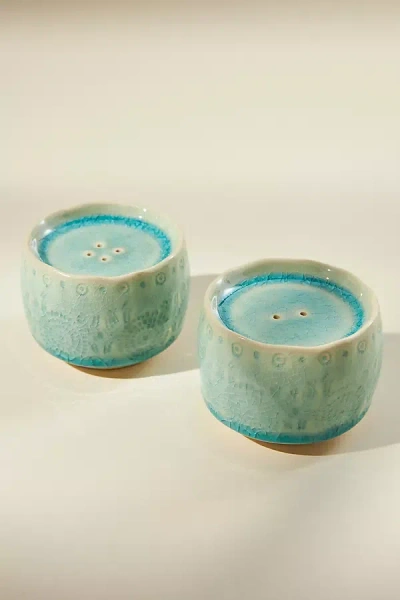 Anthropologie Old Havana Salt & Pepper Shakers In Blue