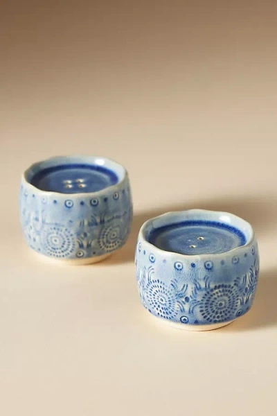 Anthropologie Old Havana Salt & Pepper Shakers In Blue