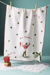 Anthropologie Olive Christmas Tea Towel In White
