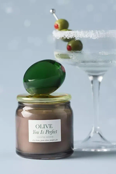 Anthropologie Olive You Is Perfect Fresh Dirty Martini Lidded Glass Candle In Multi