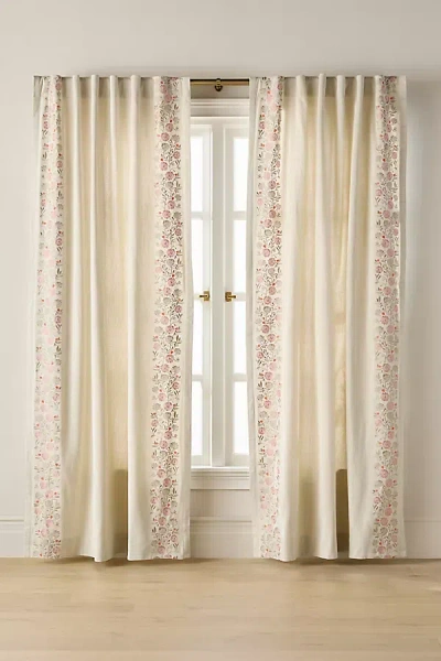 Anthropologie Oliver Embroidered Cotton Curtain In Brown