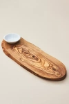 ANTHROPOLOGIE OLIVEWOOD CHEESE BOARD WITH DIP BOWL, SET OF 2