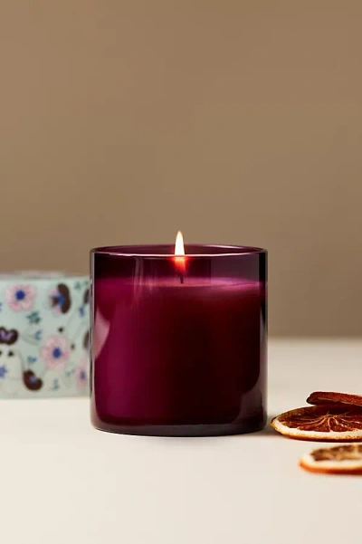 Anthropologie Olivia Spice Vanilla Clove Glass Candle In Burgundy