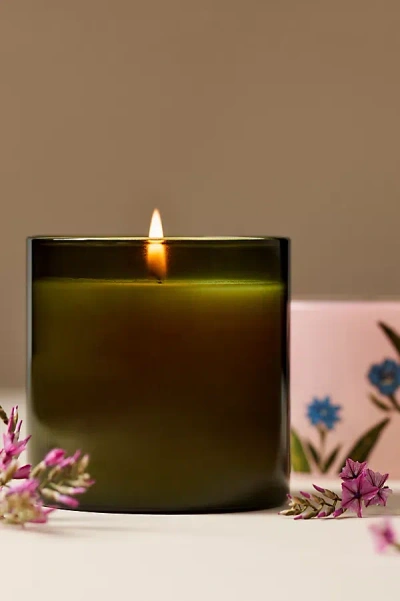 Anthropologie Olivia Woody Teakwood Rose Glass Candle In Green