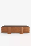 ANTHROPOLOGIE OMARI CARVED OAK 60" STORAGE COFFEE TABLE