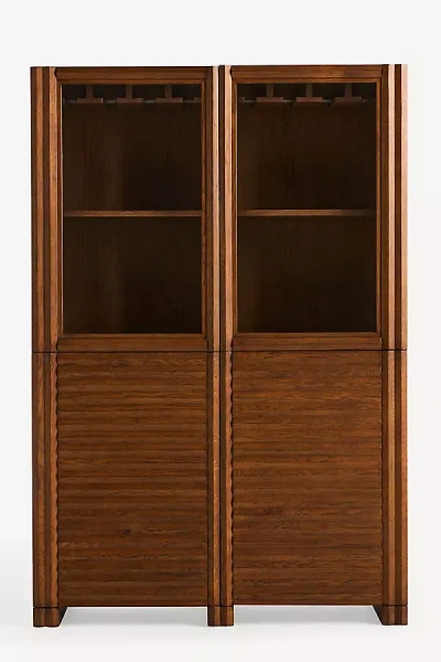 Anthropologie Omari Carved Oak Bar Cabinet In Brown