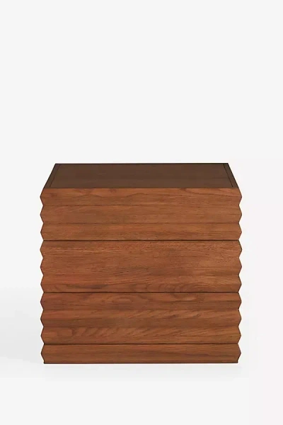 Anthropologie Omari Carved Oak Side Table In Brown