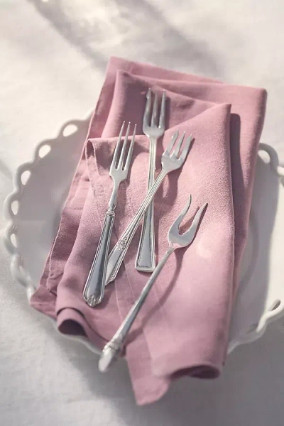 Anthropologie One-of-a-kind Vintage Silverplate Appetizer Forks, Set Of 4 In Metallic