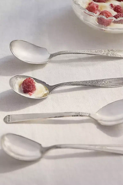 Anthropologie One-of-a-kind Vintage Silverplate Sugar Spoons, Set Of 4 In Metallic