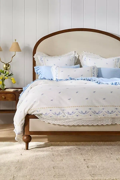 Anthropologie Ophelia Cotton Printed Lace Trim Floral Duvet In Multi