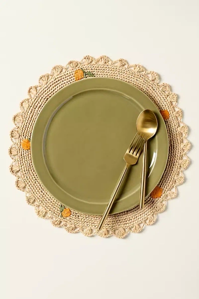 Anthropologie Oranges Raffia Placemat In Brown