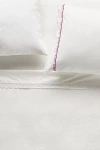 Anthropologie Organic Cotton Percale Embroidered Text Sheet Set In White