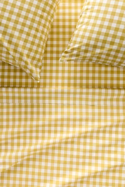 Anthropologie Organic Cotton Percale Printed Sheet Set In Yellow