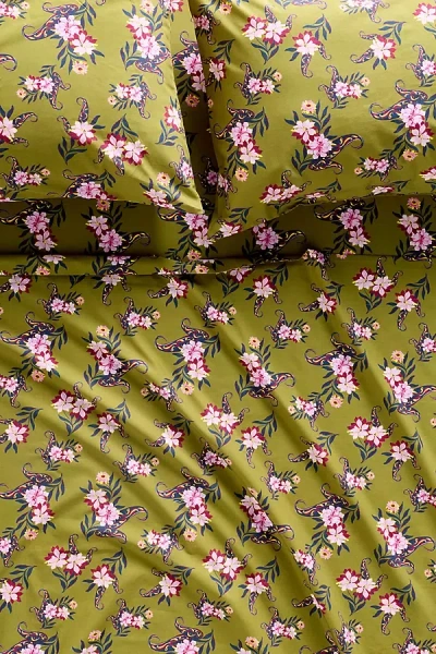 Anthropologie Organic Cotton Percale Printed Sheet Set