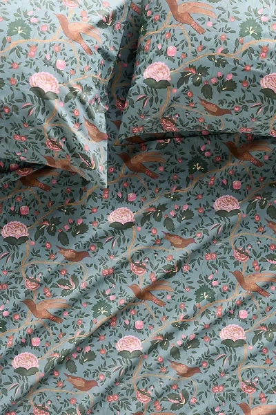 Anthropologie Organic Cotton Percale Printed Sheet Set