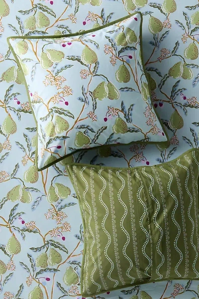 Anthropologie Organic Cotton Printed Percale Euro Sham In Blue