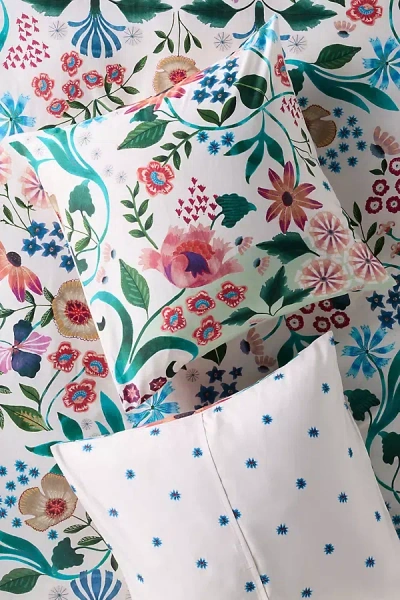 Anthropologie Organic Cotton Printed Sateen Euro Sham In Multi