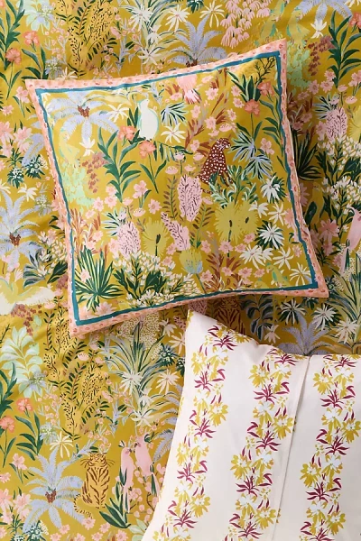 Anthropologie Organic Cotton Printed Sateen Euro Sham In Multi