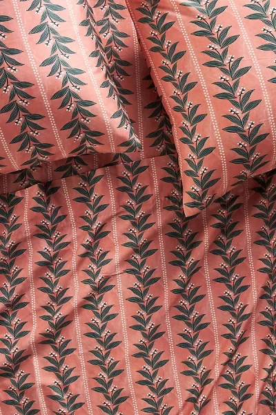 Anthropologie Organic Cotton Sateen Printed Sheet Set In Red