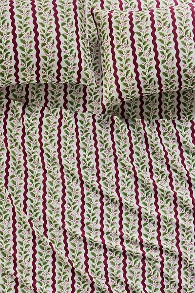 Anthropologie Organic Cotton Sateen Printed Sheet Set In Multi